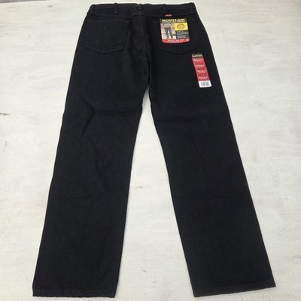 Rustler by Wrangler Mens 35x30 Regular Fit Straight Leg Jeans 100% Cotton Black
